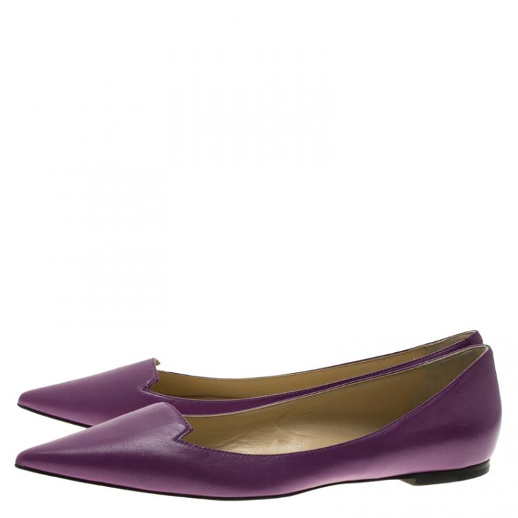Pre Owned Jimmy Choo Purple Leather Attila Ballet Flats Size 41