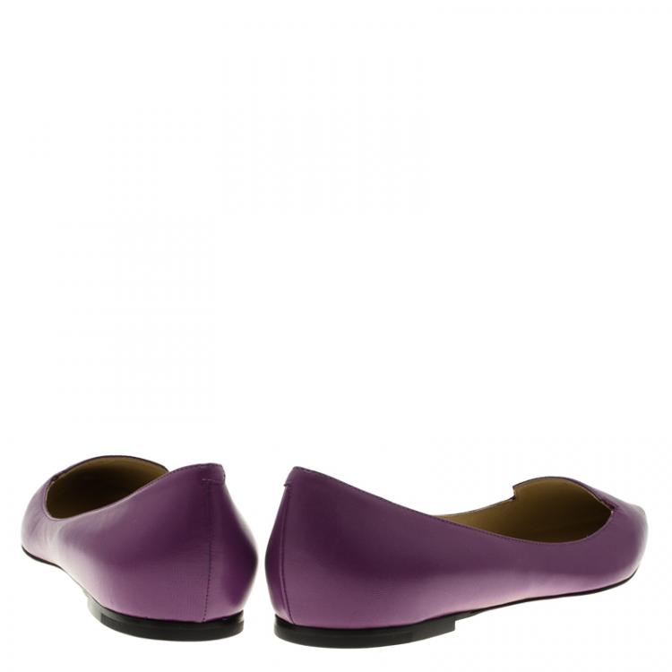 Pre Owned Jimmy Choo Purple Leather Attila Ballet Flats Size 41