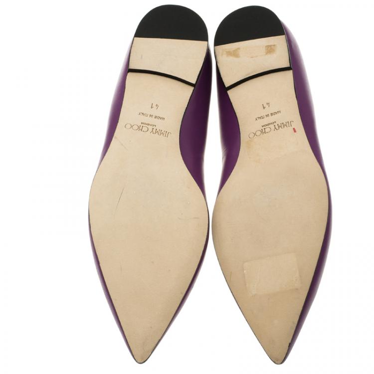 Pre Owned Jimmy Choo Purple Leather Attila Ballet Flats Size 41