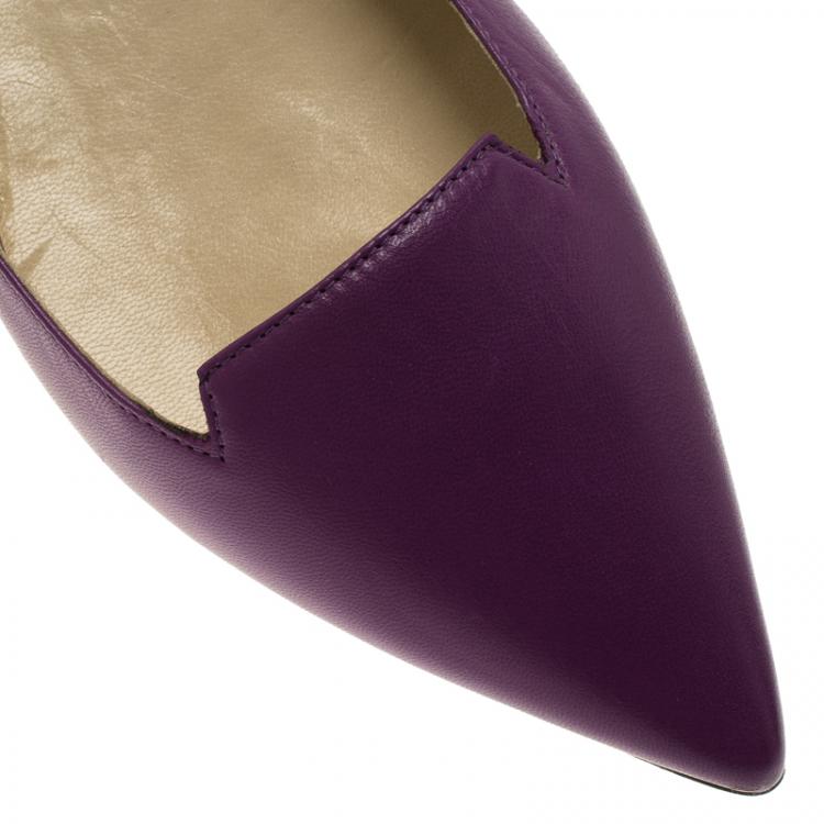 Pre Owned Jimmy Choo Purple Leather Attila Ballet Flats Size 41