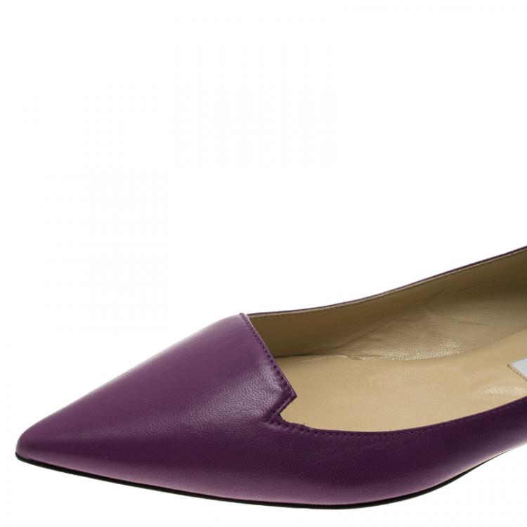 Pre Owned Jimmy Choo Purple Leather Attila Ballet Flats Size 41