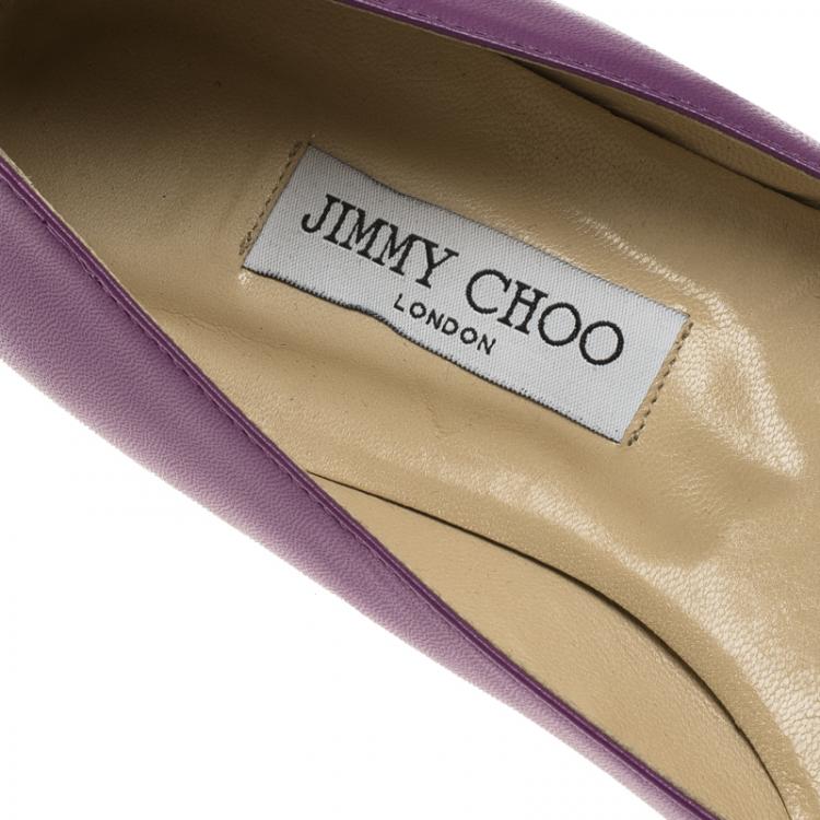 Pre Owned Jimmy Choo Purple Leather Attila Ballet Flats Size 41
