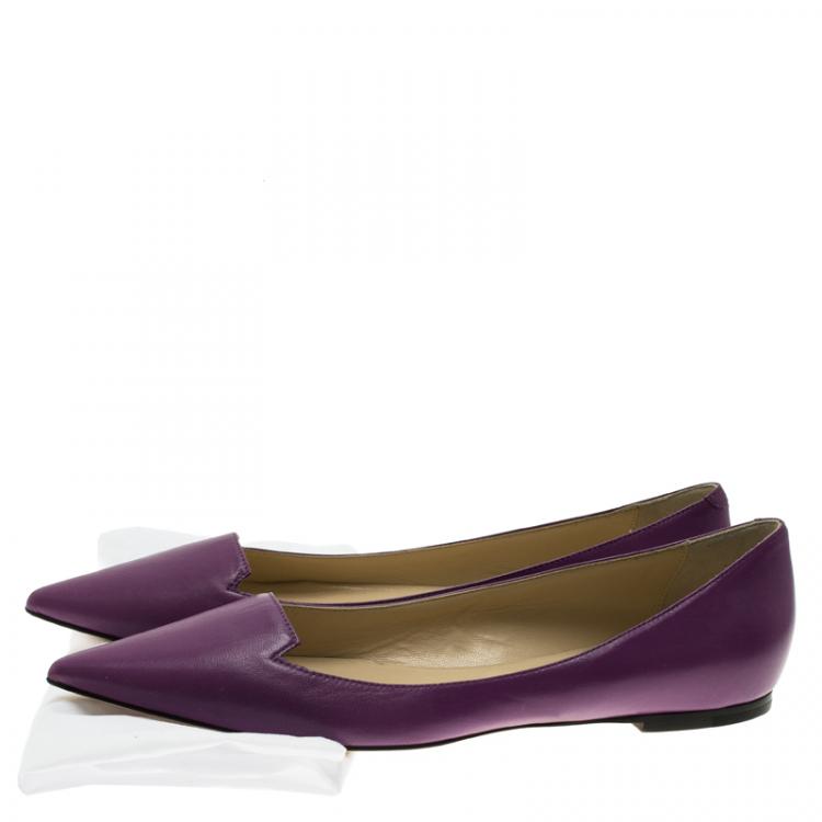 Pre Owned Jimmy Choo Purple Leather Attila Ballet Flats Size 41