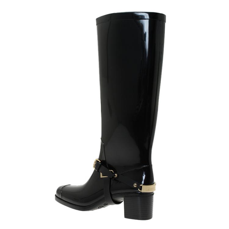 Pre Owned Jimmy Choo Black Rubber Chester Rain Boot Size 36