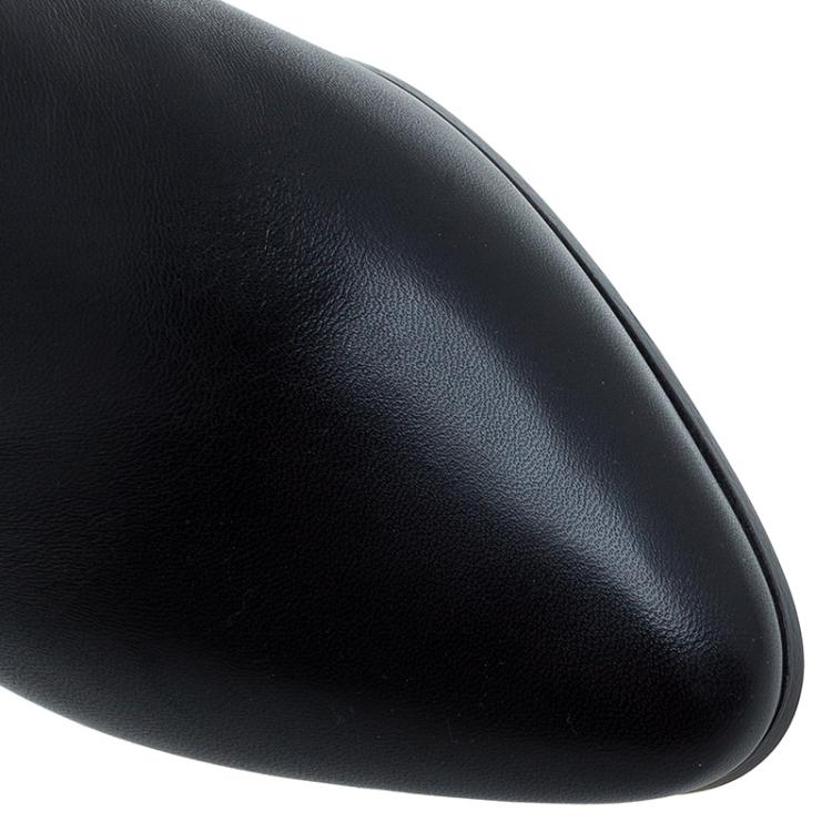 Pre Owned Jimmy Choo Black Leather and Blue Suede Legion Ankle Boots Size 36