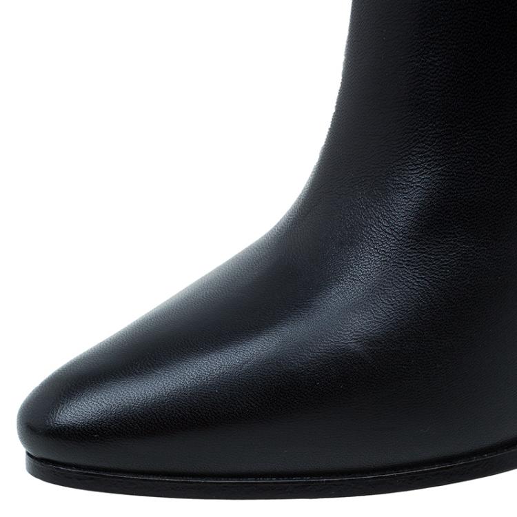 Pre Owned Jimmy Choo Black Leather and Blue Suede Legion Ankle Boots Size 36