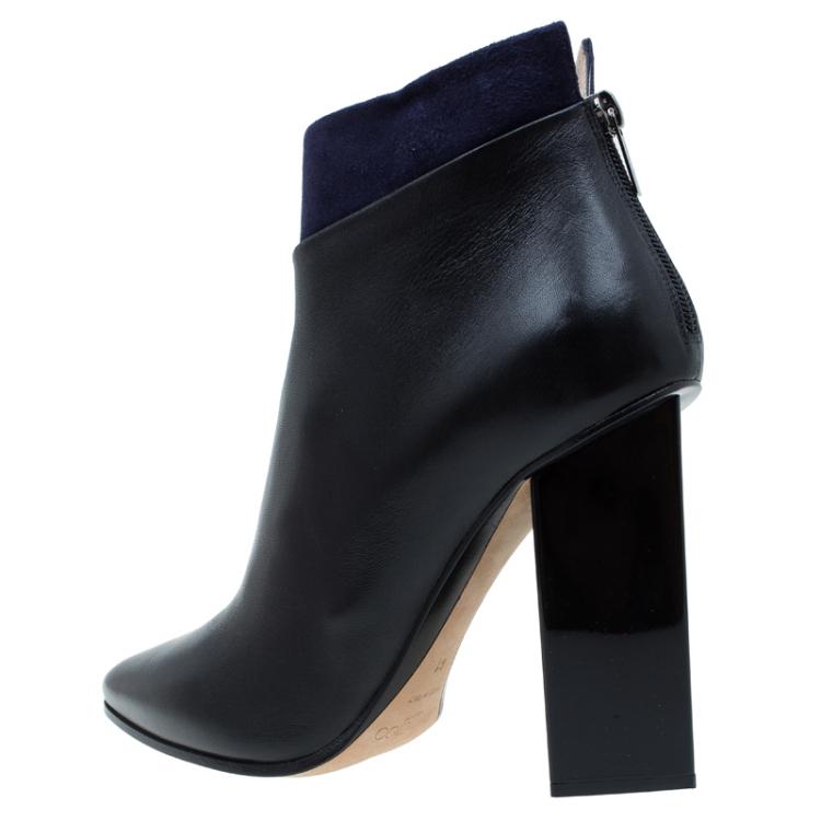 Pre Owned Jimmy Choo Black Leather and Blue Suede Legion Ankle Boots Size 41