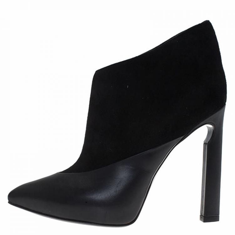 Pre Owned Jimmy Choo Black Leather and Suede Diad Ankle Boots Size 38