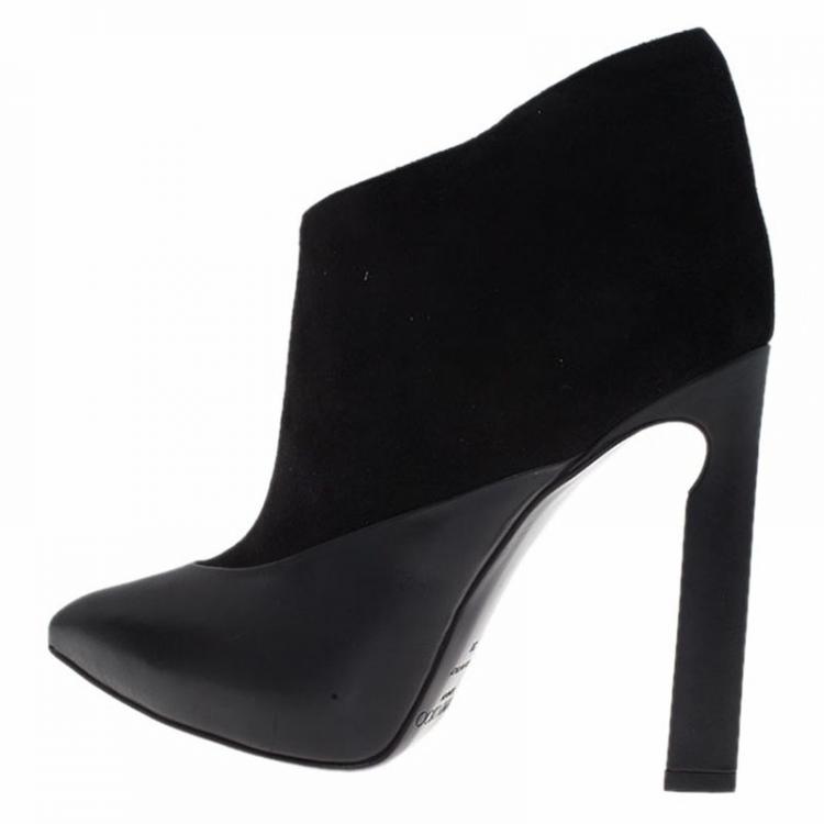 Pre Owned Jimmy Choo Black Leather and Suede Diad Ankle Boots Size 38