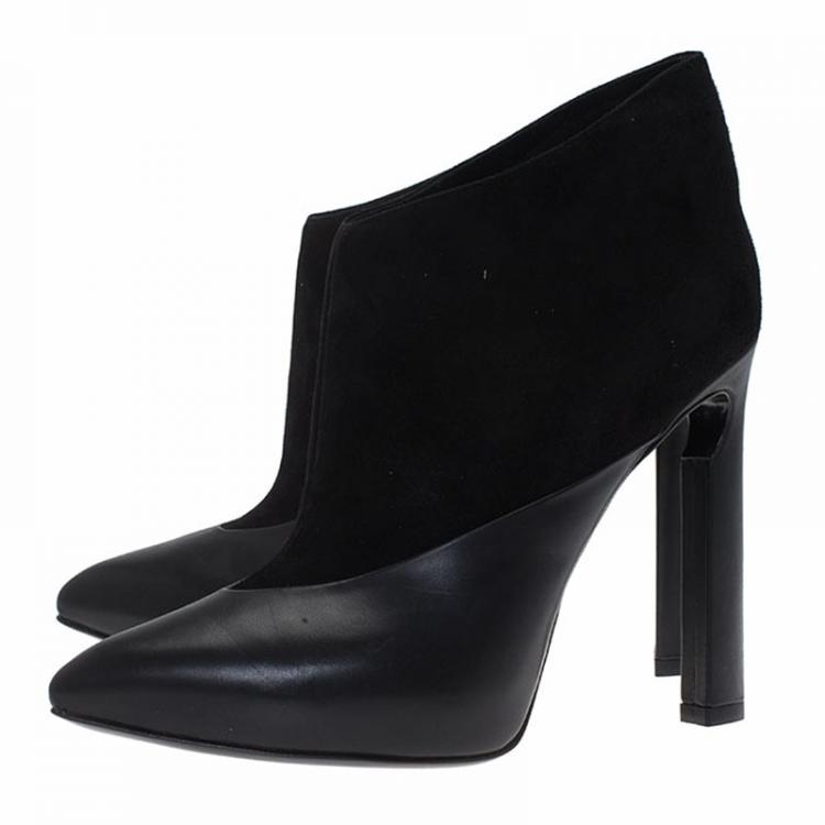 Pre Owned Jimmy Choo Black Leather and Suede Diad Ankle Boots Size 38