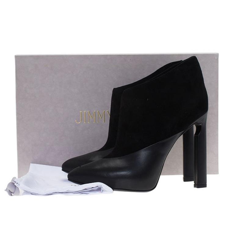 Pre Owned Jimmy Choo Black Leather and Suede Diad Ankle Boots Size 38