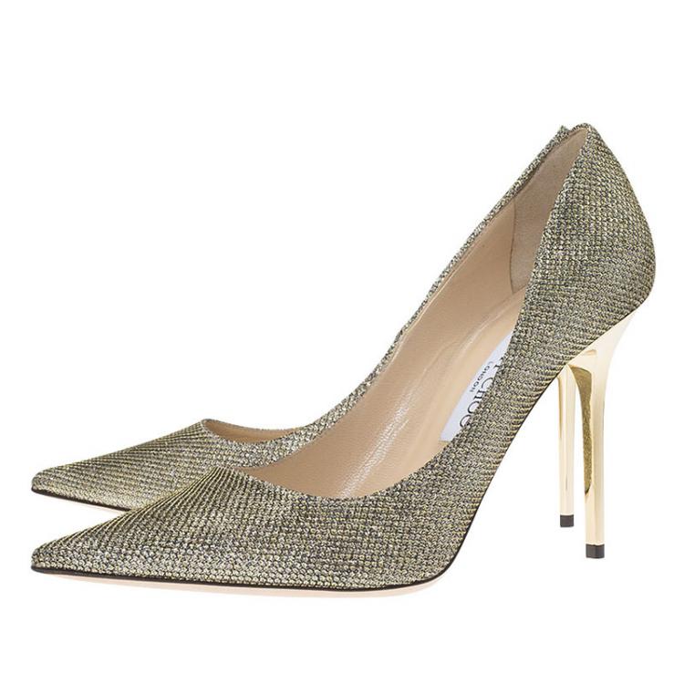 Pre Owned Jimmy Choo Gold Lamé Abel Pointed Toe Pumps Size 39