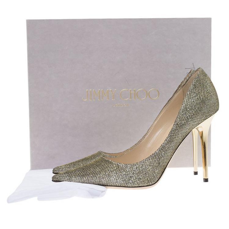 Pre Owned Jimmy Choo Gold Lamé Abel Pointed Toe Pumps Size 39