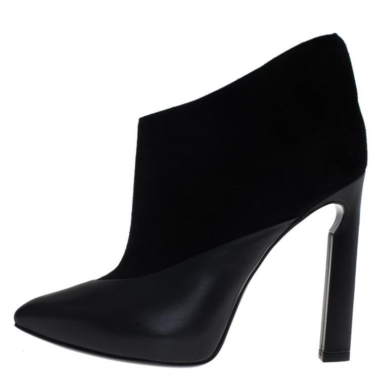 Pre Owned Jimmy Choo Black Leather and Suede Diad Ankle Boots Size 38.5