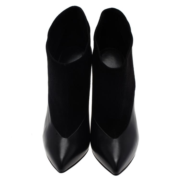 Pre Owned Jimmy Choo Black Leather and Suede Diad Ankle Boots Size 38.5