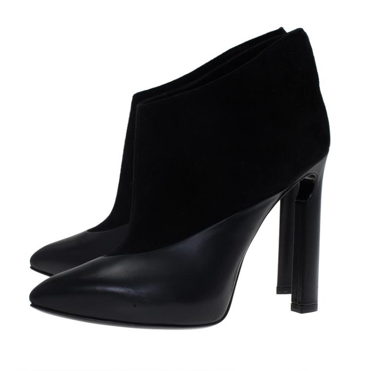 Pre Owned Jimmy Choo Black Leather and Suede Diad Ankle Boots Size 38.5