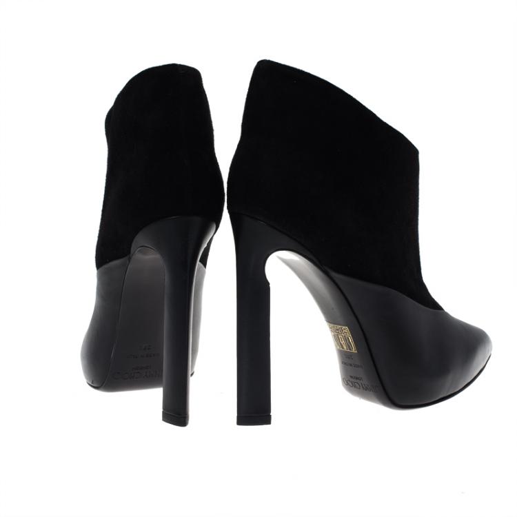 Pre Owned Jimmy Choo Black Leather and Suede Diad Ankle Boots Size 38.5