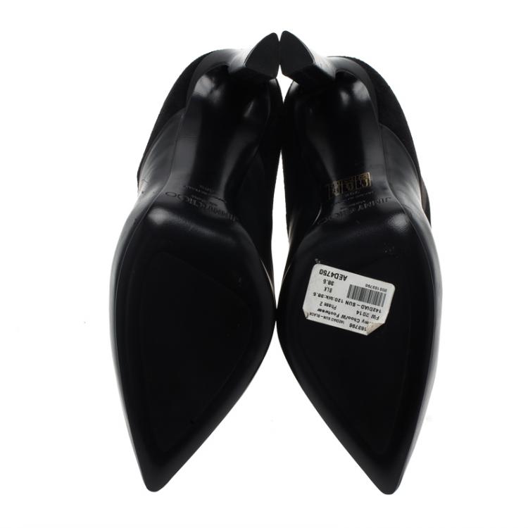 Pre Owned Jimmy Choo Black Leather and Suede Diad Ankle Boots Size 38.5
