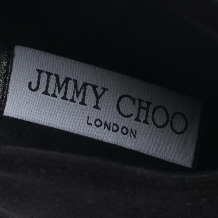 Pre Owned Jimmy Choo Black Leather and Suede Diad Ankle Boots Size 38.5