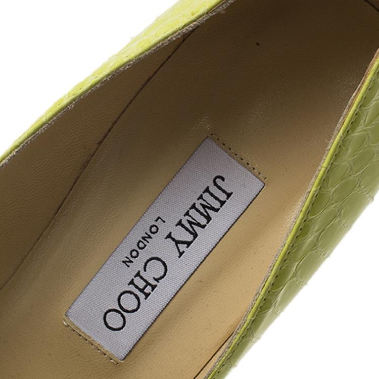Pre Owned Jimmy Choo Neon Yellow Python Anouk Pumps Size 39