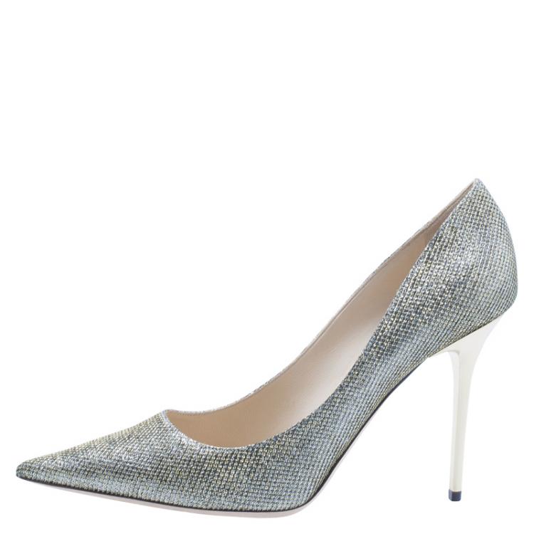 Pre Owned Jimmy Choo Gold Lamé Abel Pointed Toe Pumps Size 41.5