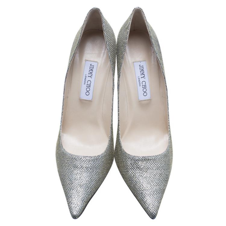 Pre Owned Jimmy Choo Gold Lamé Abel Pointed Toe Pumps Size 41.5