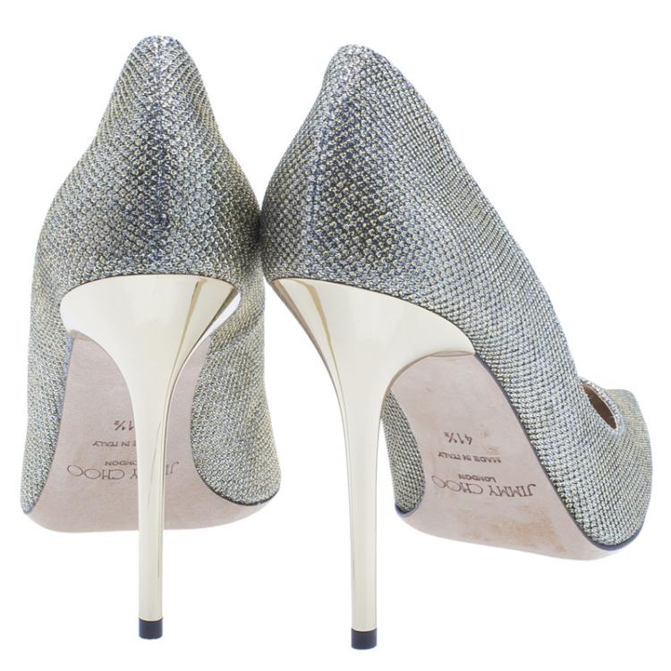 Pre Owned Jimmy Choo Gold Lamé Abel Pointed Toe Pumps Size 41.5