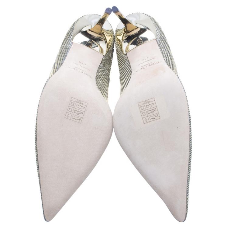 Pre Owned Jimmy Choo Gold Lamé Abel Pointed Toe Pumps Size 41.5