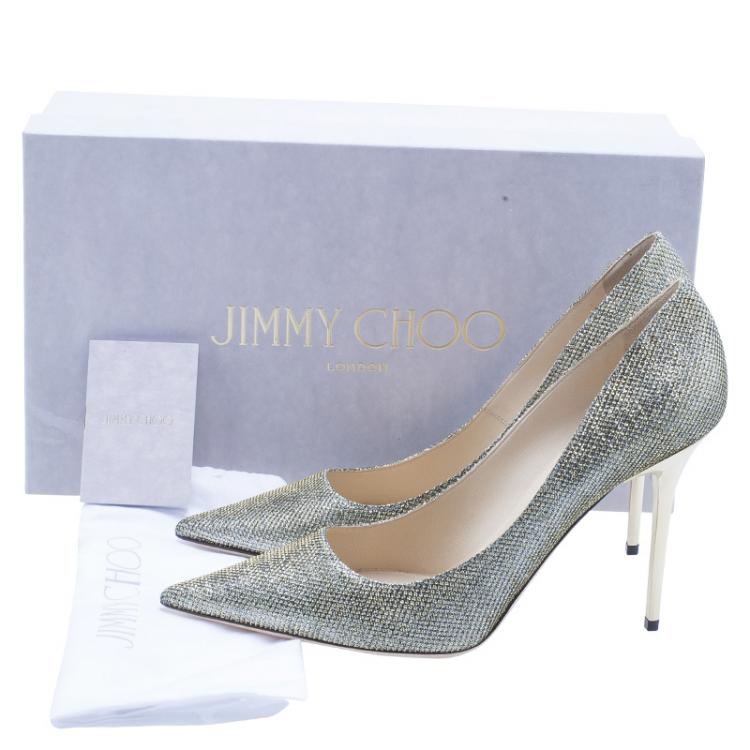Pre Owned Jimmy Choo Gold Lamé Abel Pointed Toe Pumps Size 41.5