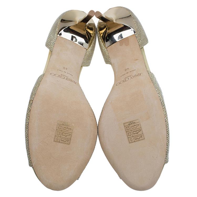 Pre Owned Jimmy Choo Gold Lamé Crystal Embellished Hydra D'Orsay Pumps Size 40