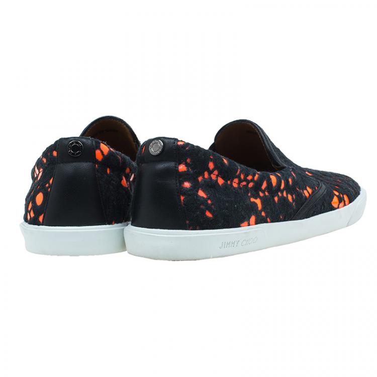 Pre Owned Jimmy Choo Neon Orange Lace Demi Slip-On Size 40