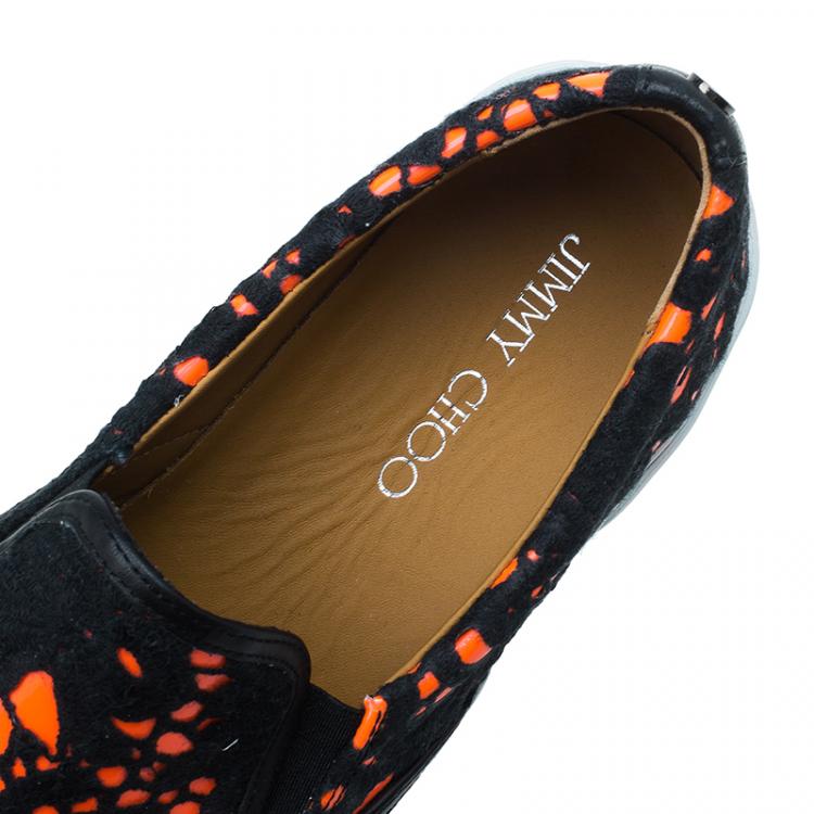 Pre Owned Jimmy Choo Neon Orange Lace Demi Slip-On Size 40