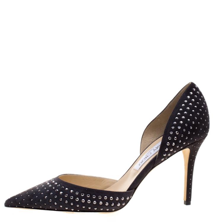 Pre Owned Jimmy Choo Grey Studded Suede Addison D'orsay Pumps Size 40
