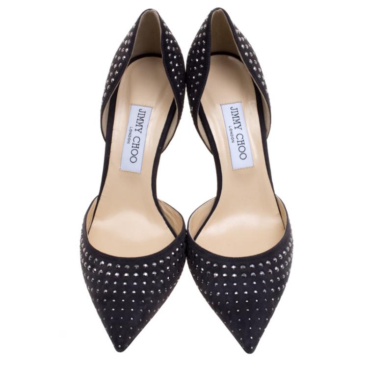 Pre Owned Jimmy Choo Grey Studded Suede Addison D'orsay Pumps Size 40
