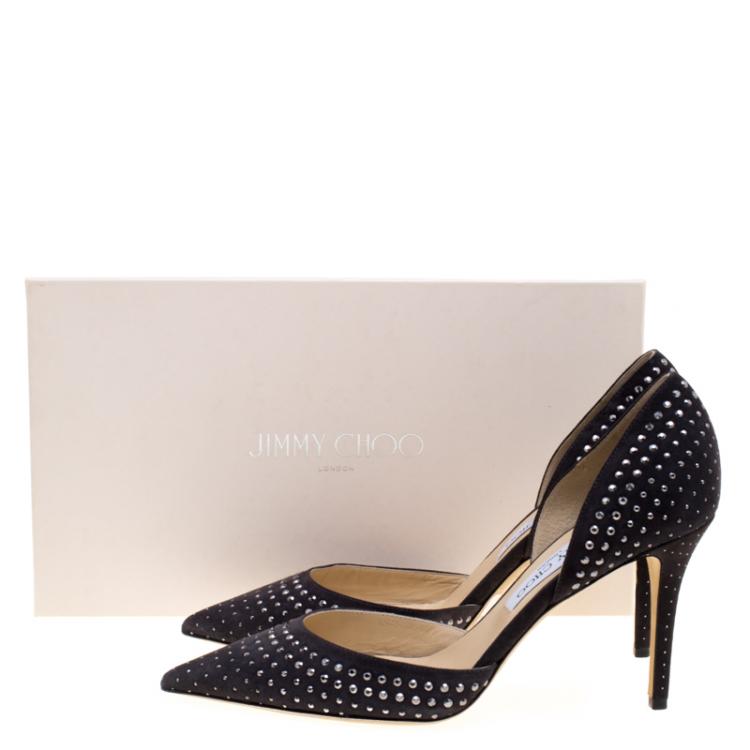 Pre Owned Jimmy Choo Grey Studded Suede Addison D'orsay Pumps Size 40