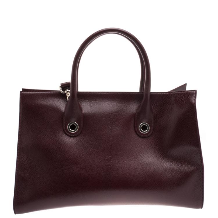 Pre Owned Jimmy Choo Burgundy Leather Riley Tote