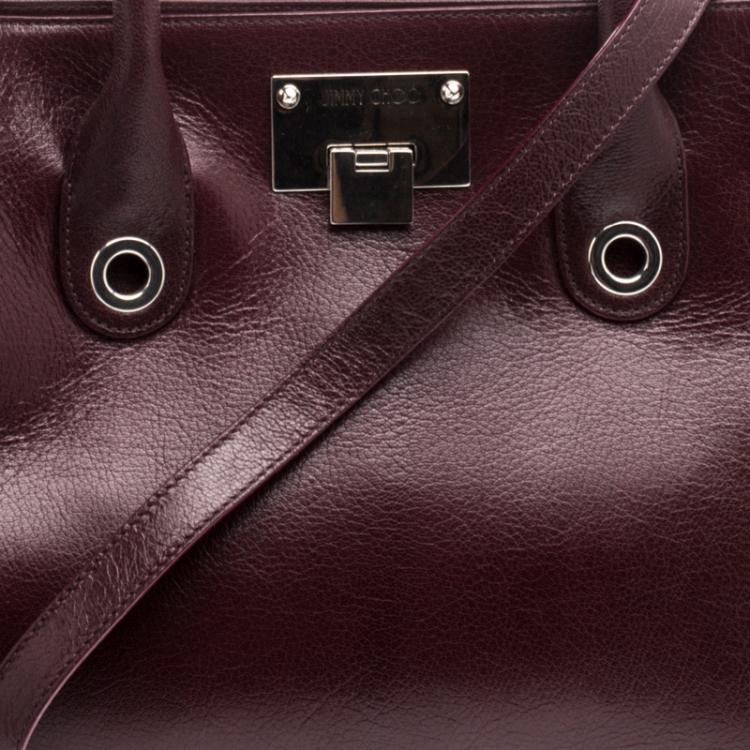 Pre Owned Jimmy Choo Burgundy Leather Riley Tote
