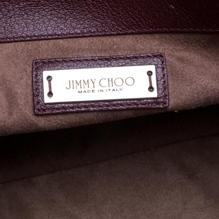 Pre Owned Jimmy Choo Burgundy Leather Riley Tote
