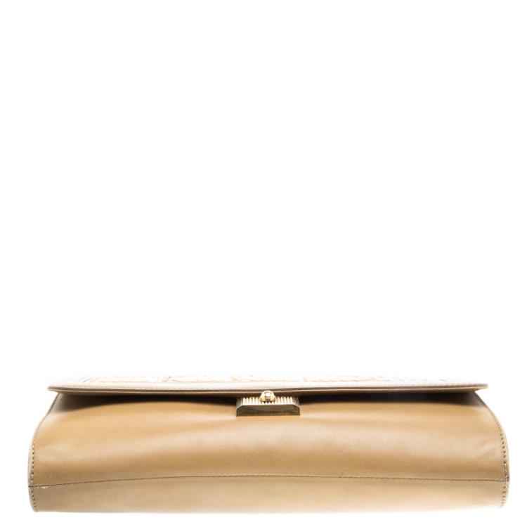 Pre Owned Jimmy Choo Beige Leather and Python Bar Flap Bag