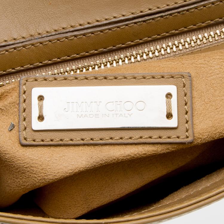 Pre Owned Jimmy Choo Beige Leather and Python Bar Flap Bag