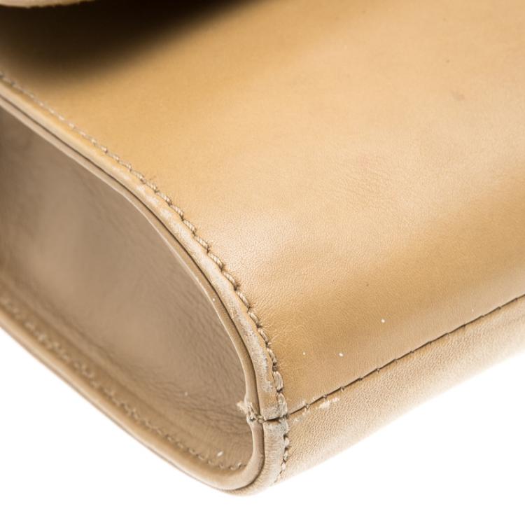 Pre Owned Jimmy Choo Beige Leather and Python Bar Flap Bag