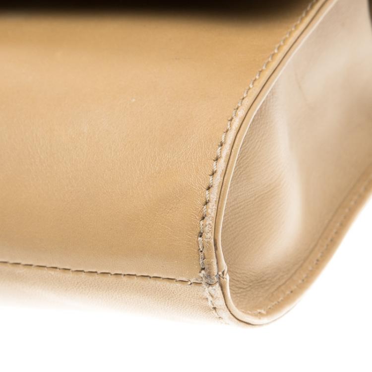 Pre Owned Jimmy Choo Beige Leather and Python Bar Flap Bag