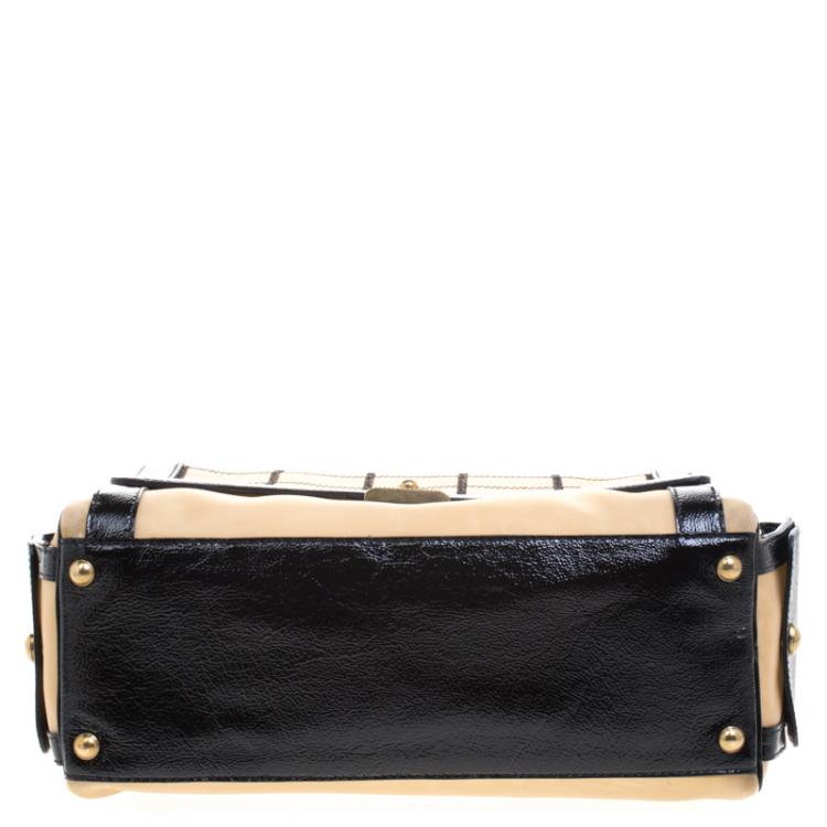Pre Owned Jimmy Choo Light Brown/Black Mesh and Leather Trim Catherine Bag