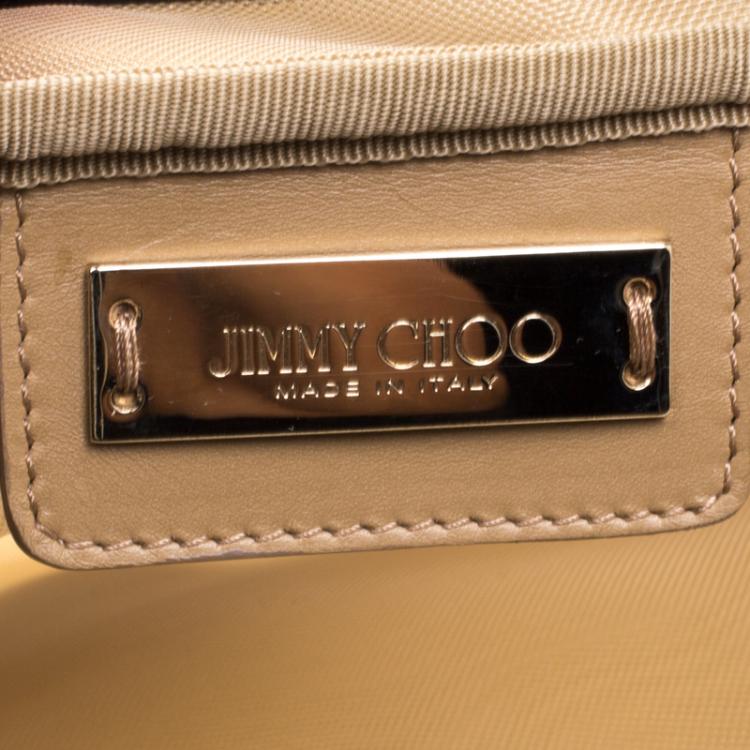 Pre Owned Jimmy Choo Light Brown/Black Mesh and Leather Trim Catherine Bag