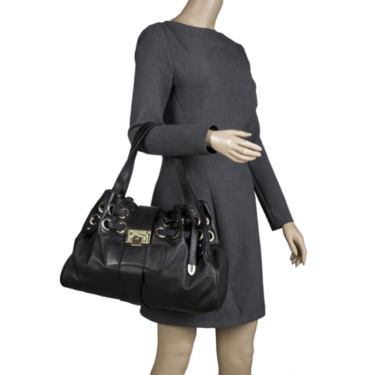 Pre Owned Jimmy Choo Black Leather Riki Tote