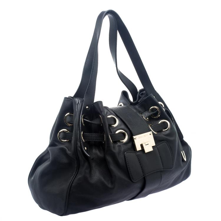 Pre Owned Jimmy Choo Black Leather Riki Tote