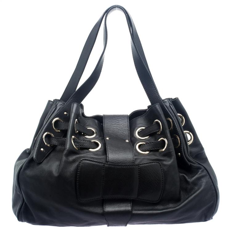 Pre Owned Jimmy Choo Black Leather Riki Tote