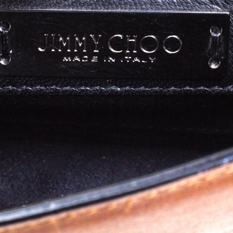 Pre Owned Jimmy Choo Brown Croc Embossed Leather Rebel Crossbody Bag