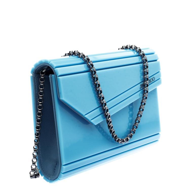 Pre Owned Jimmy Choo Blue Acrylic Candy Clutch Bag