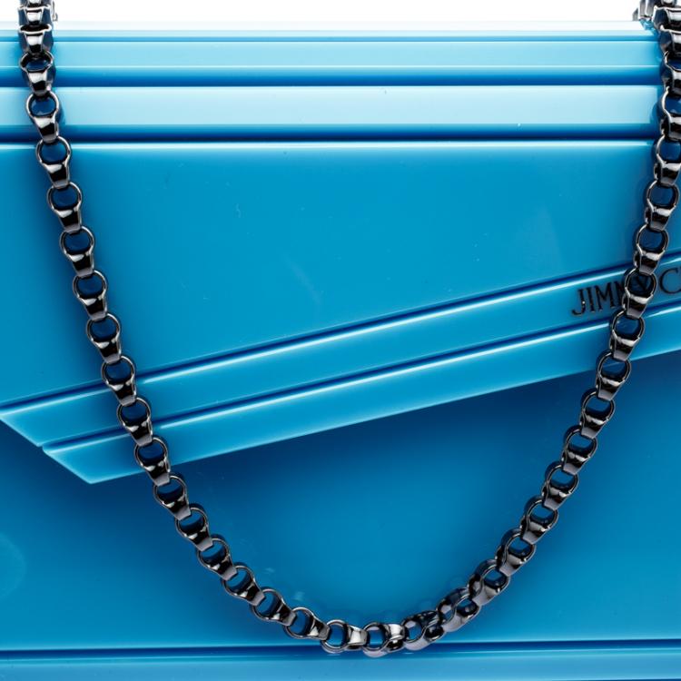 Pre Owned Jimmy Choo Blue Acrylic Candy Clutch Bag